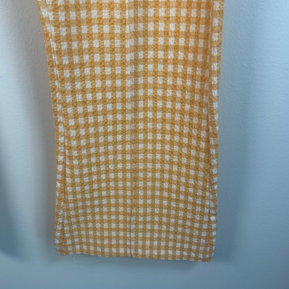 Bershka Women's Yellow Checkered Cropped Kick Flare Pants size 8 - Picture 4 of 8